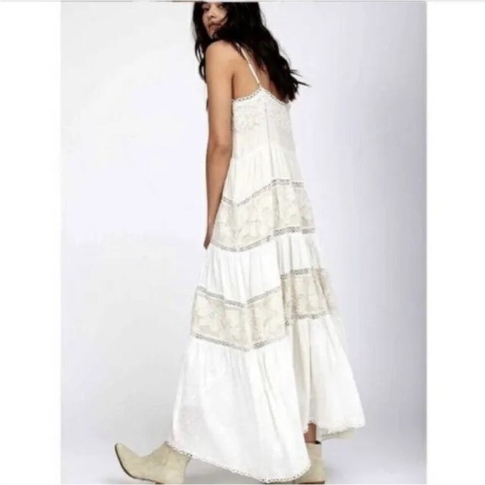 ANTHROPOLOGIE / LOVE THE LABEL The Aurora Beaded Maxi Dress Cream Sz Small - Picture 2 of 10